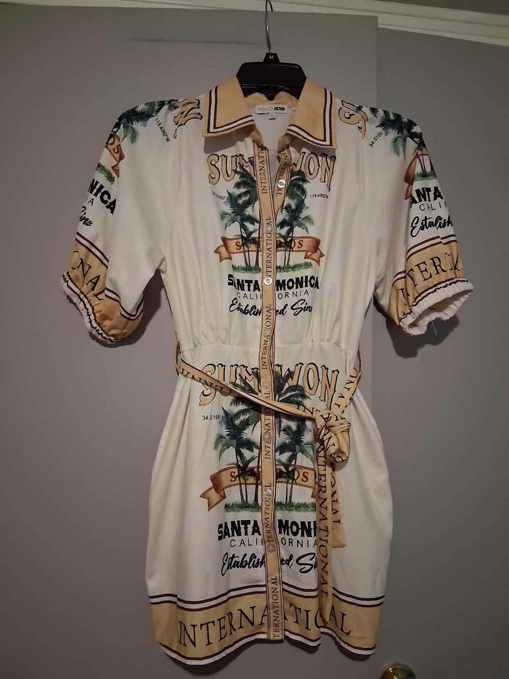Fashion Nova Cream Palm-Print Mini Dress - Picture 3 of 10